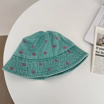 Butterfly Embroidery Bucket Hat For Women Summer Cowboy  Hat Autumn Ladies Fisherman Caps Outdoor Travel Sun Protect Hats